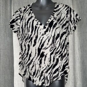 Cloth & Stone Black and White Asymmetrical Wrap Blouse